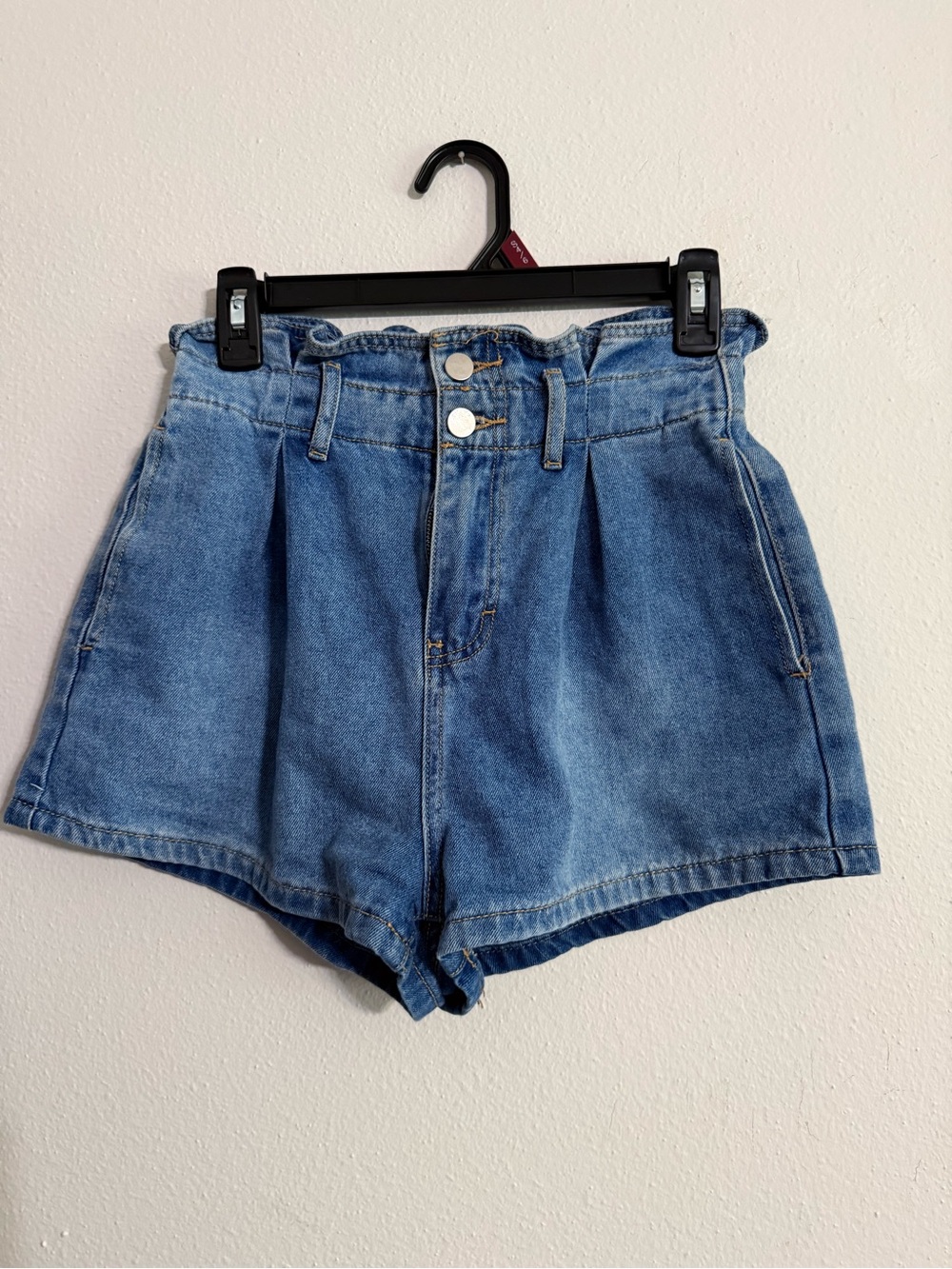 SHEIN • High-Waist Blue Denim Paperbag Shorts • Women’s Sm
